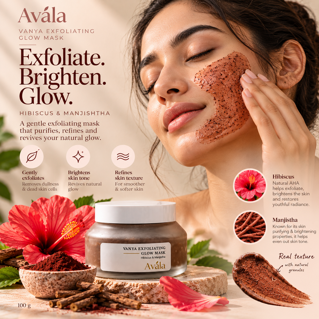 Vanya Exfoliating Glow Mask with Hibiscus & Manjistha – Avála | 100g